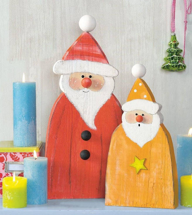 Figurines for Home and Garden With Their Hands: Snowmen and Santa Claus
