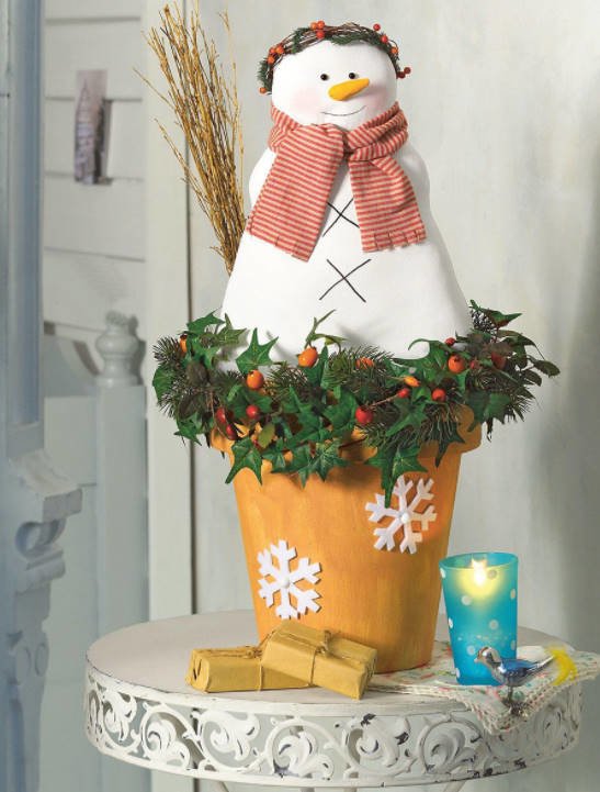 Figurines for Home and Garden With Their Hands: Snowmen and Santa Claus