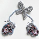 Brooch “Mittens” Made Of Felt And Beads