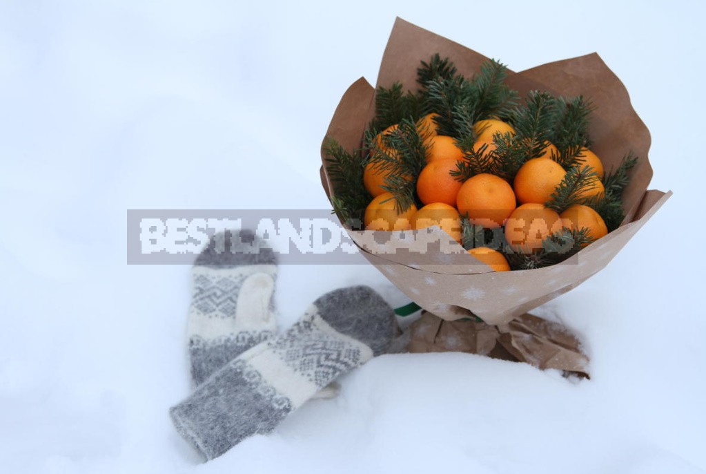 Making a New Year's Bouquet. Very Simple And Tangerine-Flavored