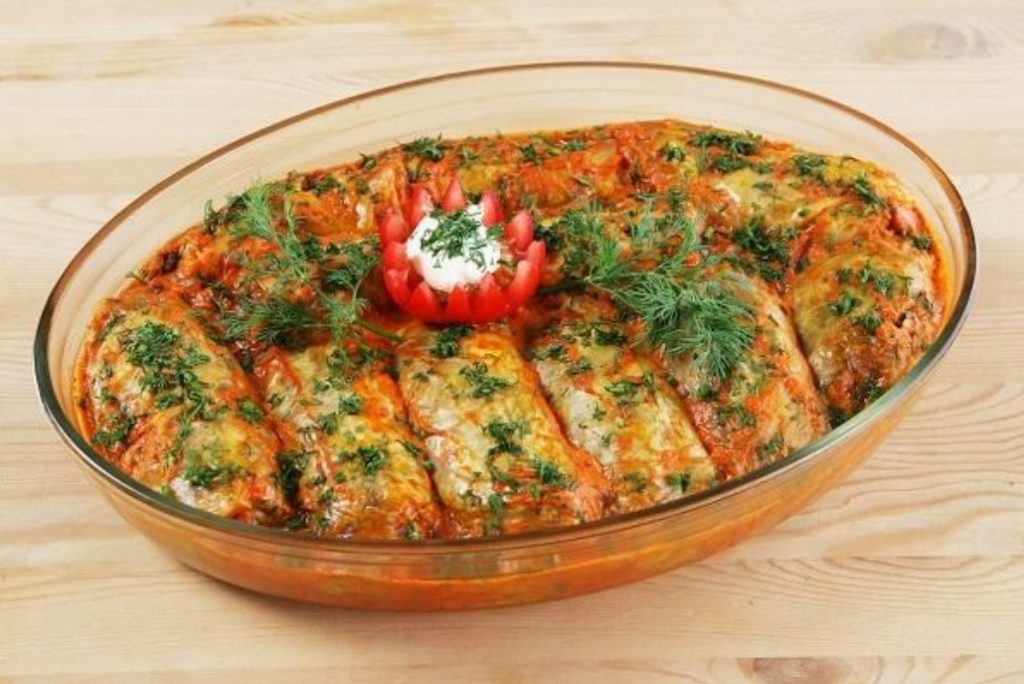 Stuffed Cabbage With Mushrooms. A Traditional Dish Of Lenten Table