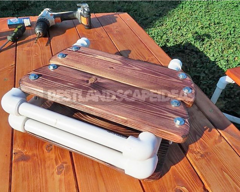 Folding Stool Made Of Board And Polypropylene Pipes