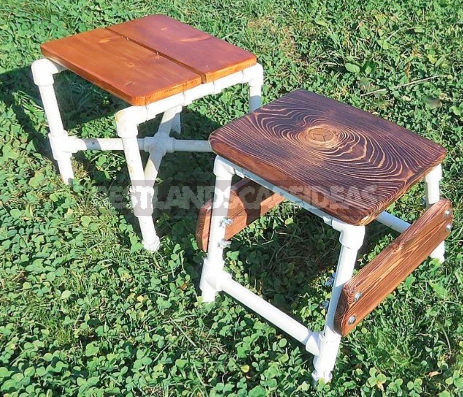 Folding Stool Made Of Board And Polypropylene Pipes