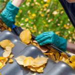Cleaning The Drains Of a Country House From Leaves And Other Debris