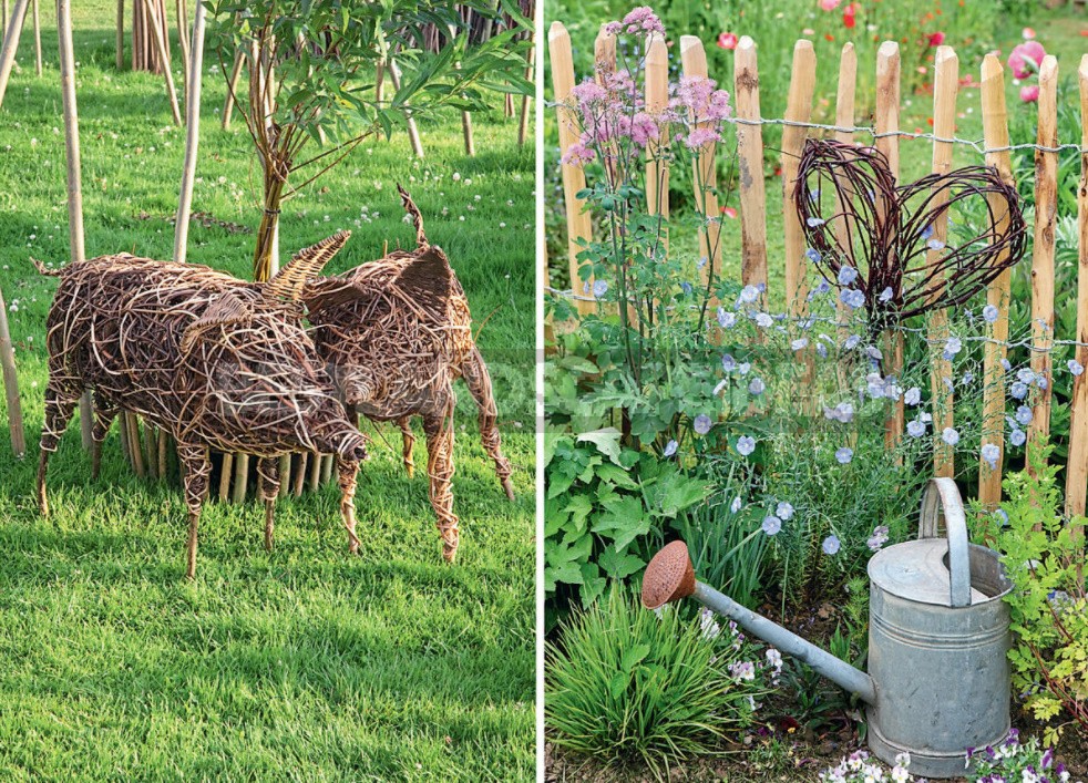 Decoration Of The Plot With Crafts Made Of Branches, Vines And Grass. Beautiful And Practical Ideas