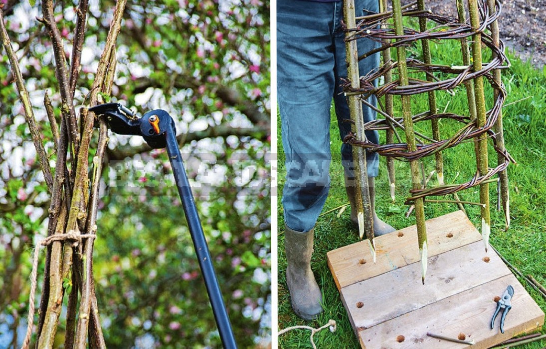Weaving From Twigs: Garden Planters And An Obelisk With Your Own Hands